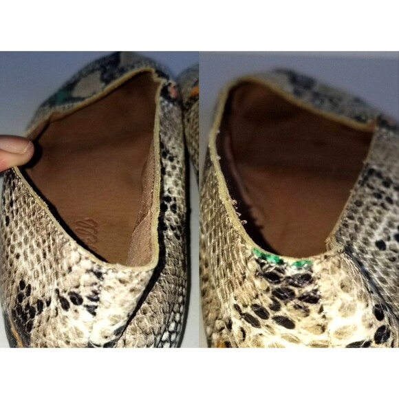 MADEWELL The Cory Flat Snake Embossed Leather Sz 6.5 Light Umber Slip On Shoes - Picture 9 of 13